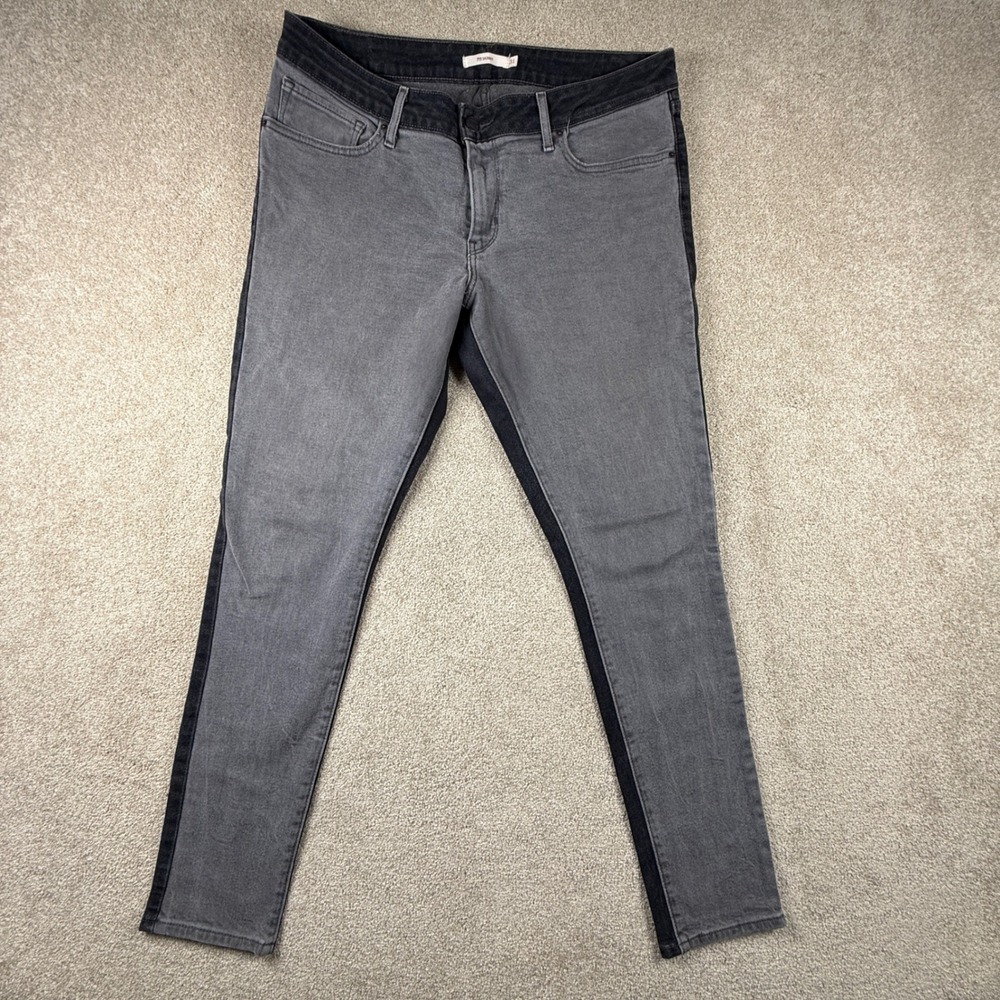 Levis 711 Skinny Jeans Womens 31 Two Tone Colorblock Grey Black Mid Rise Denim